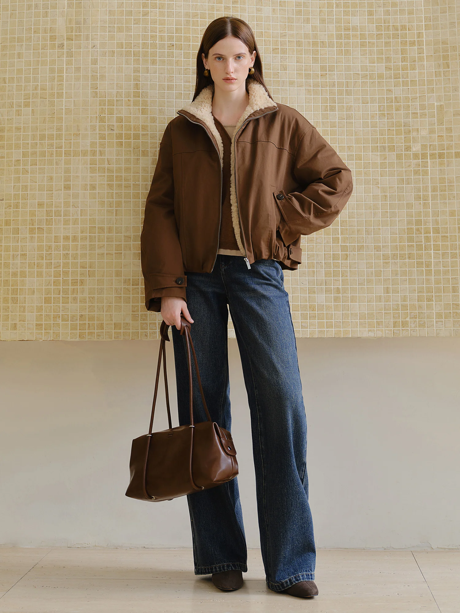 Petite Retro Barn-Style Winter Coat | Thick Fluffy Stand-Up Collar - Image 3