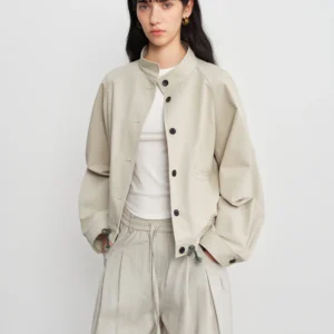 Women's Short Utility Trench Jacket - Raglan Sleeve Casual Coat