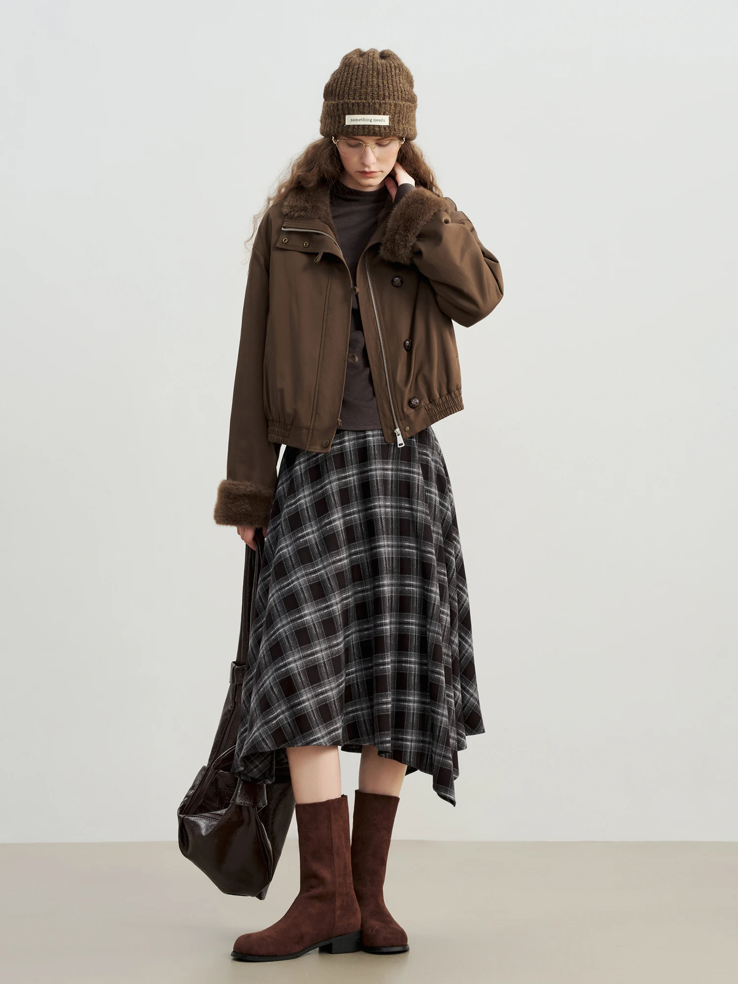 Vintage Faux Mink Stand Collar Jacket | Petite Winter Short Coat - Image 3
