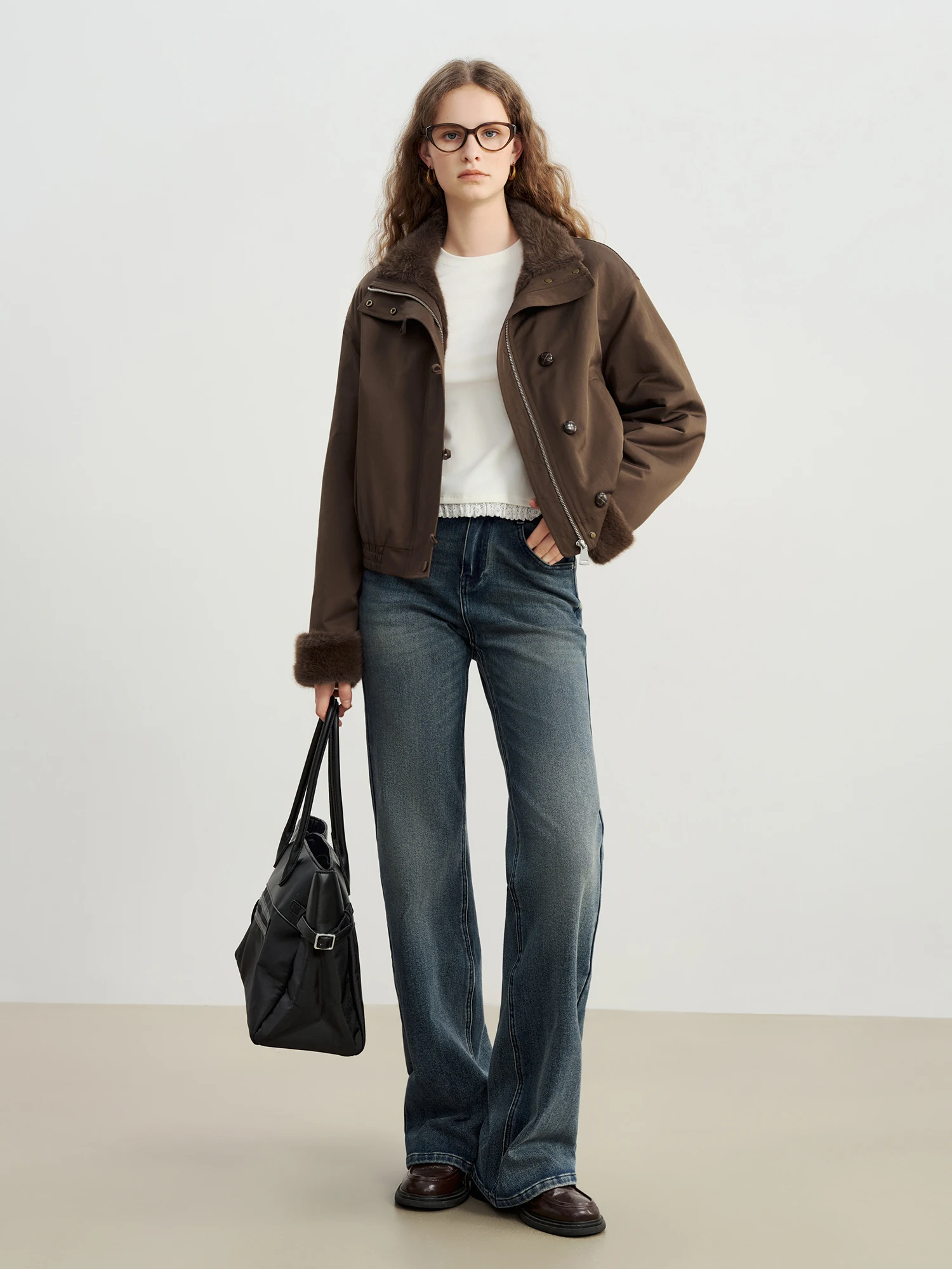 Vintage Faux Mink Stand Collar Jacket | Petite Winter Short Coat - Image 4