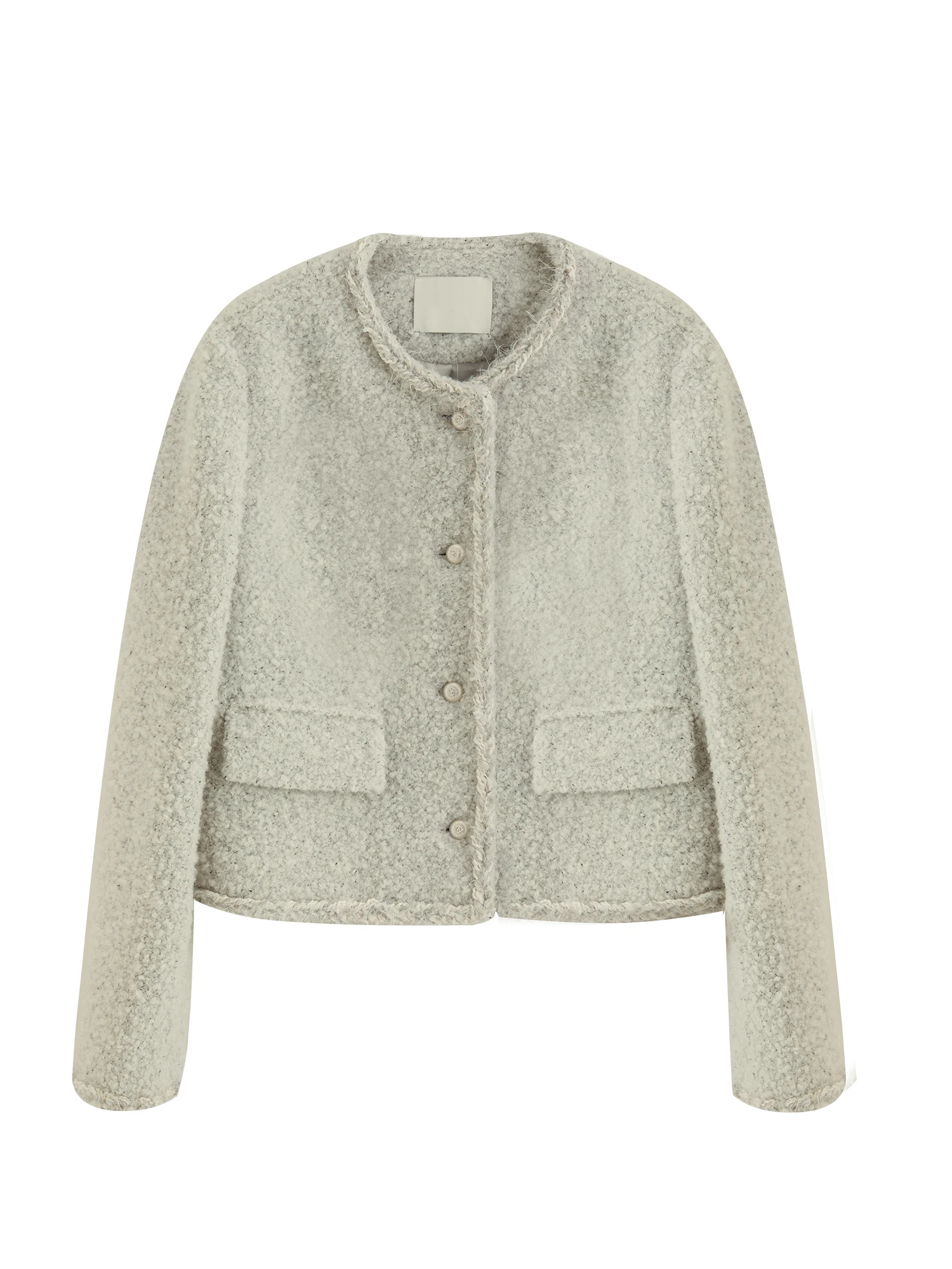 French Style Cotton Wool Short Coat - Elegant Silver Winter Jacket - Image 6