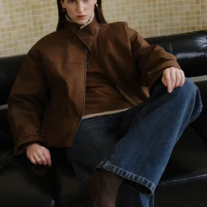 Petite Retro Barn-Style Winter Coat | Thick Fluffy Stand-Up Collar
