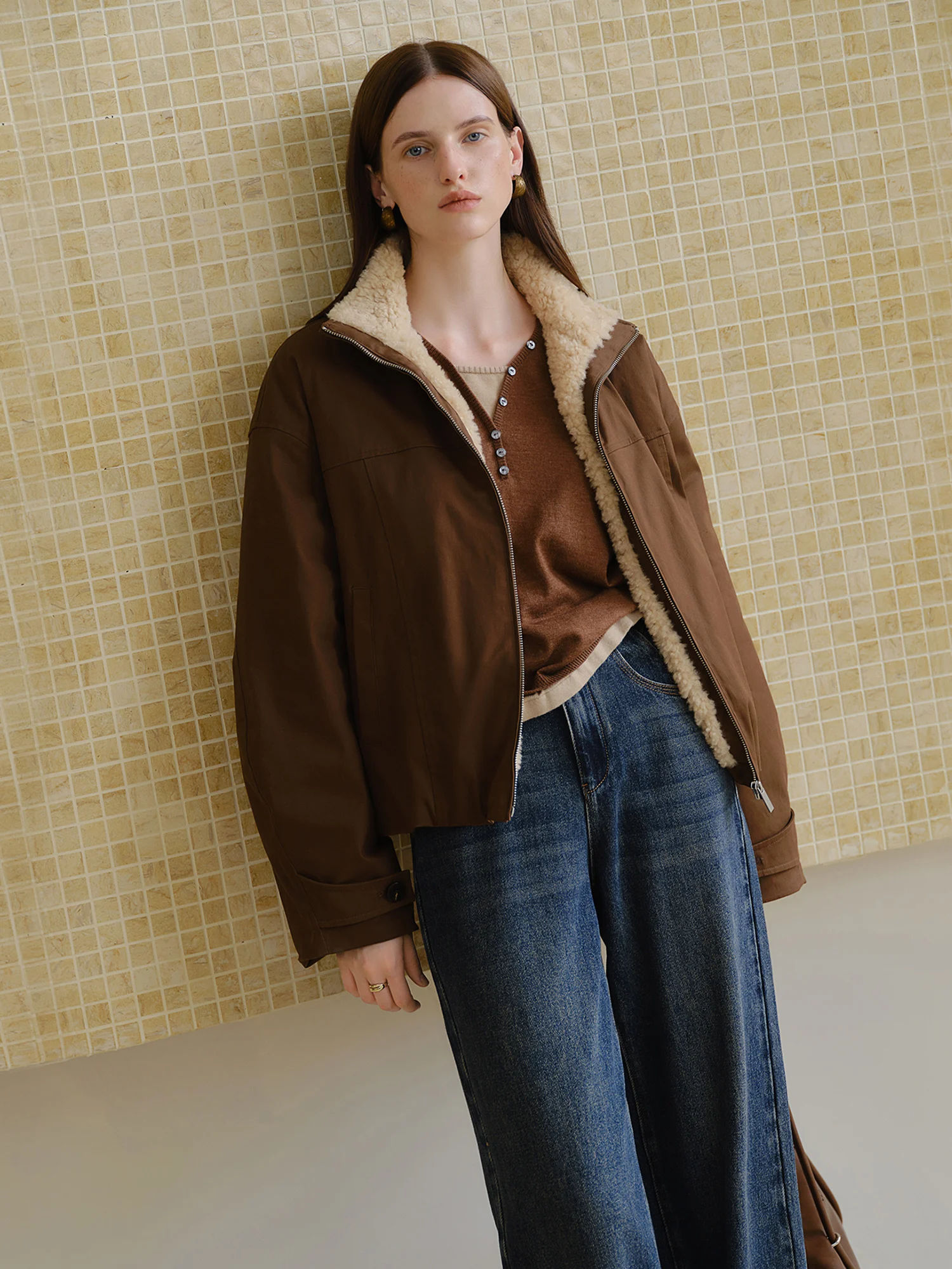 Petite Retro Barn-Style Winter Coat | Thick Fluffy Stand-Up Collar - Image 2