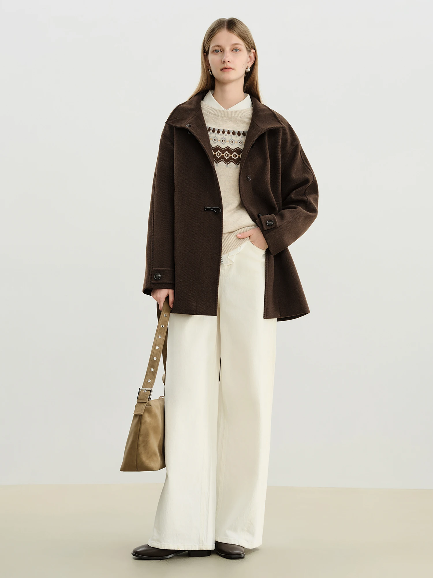 ZIQIAO Women's Retro Cropped Horn Button Coat - Korean Winter Jacket - Image 4