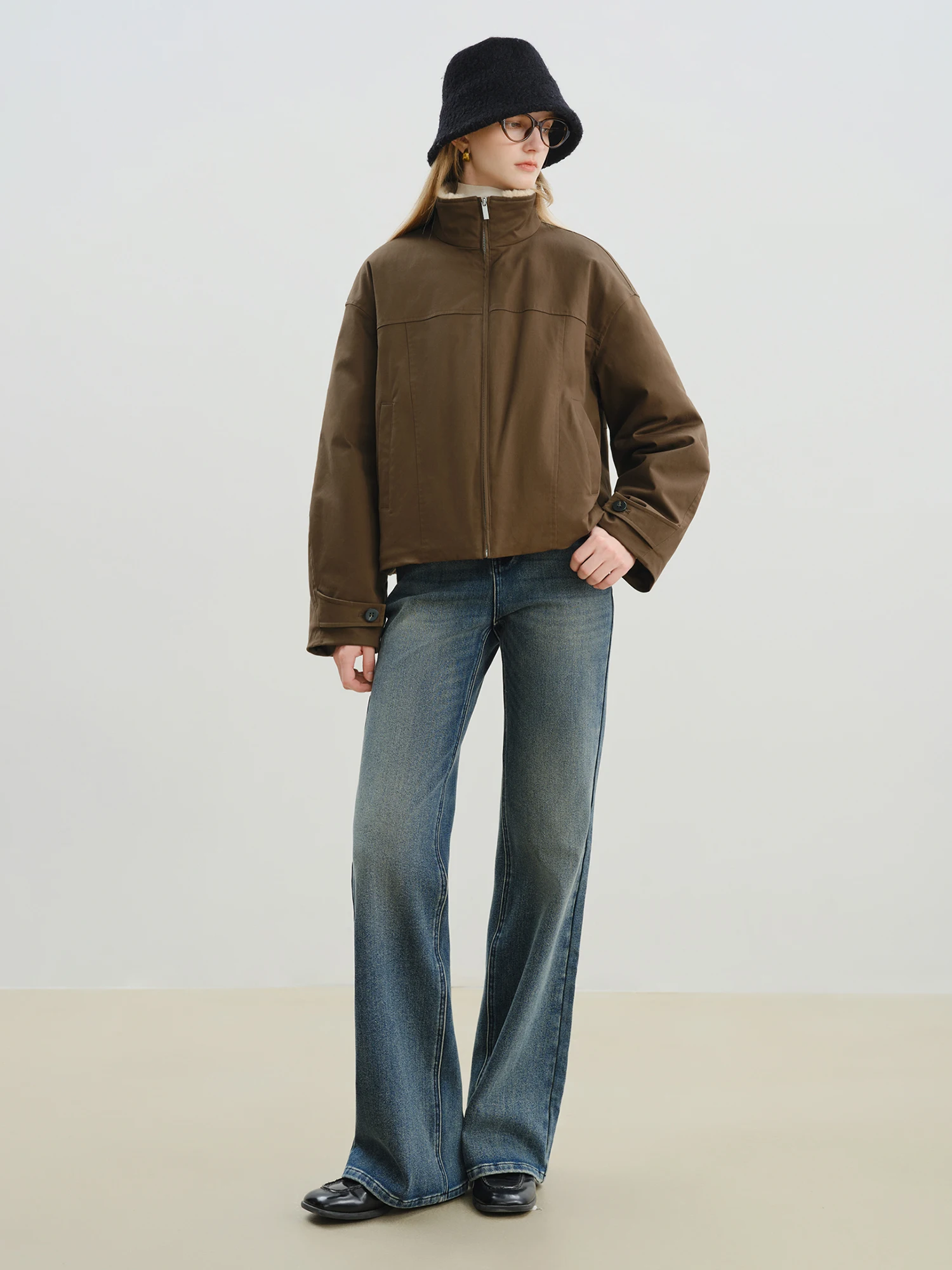 Petite Retro Barn-Style Winter Coat | Thick Fluffy Stand-Up Collar - Image 4