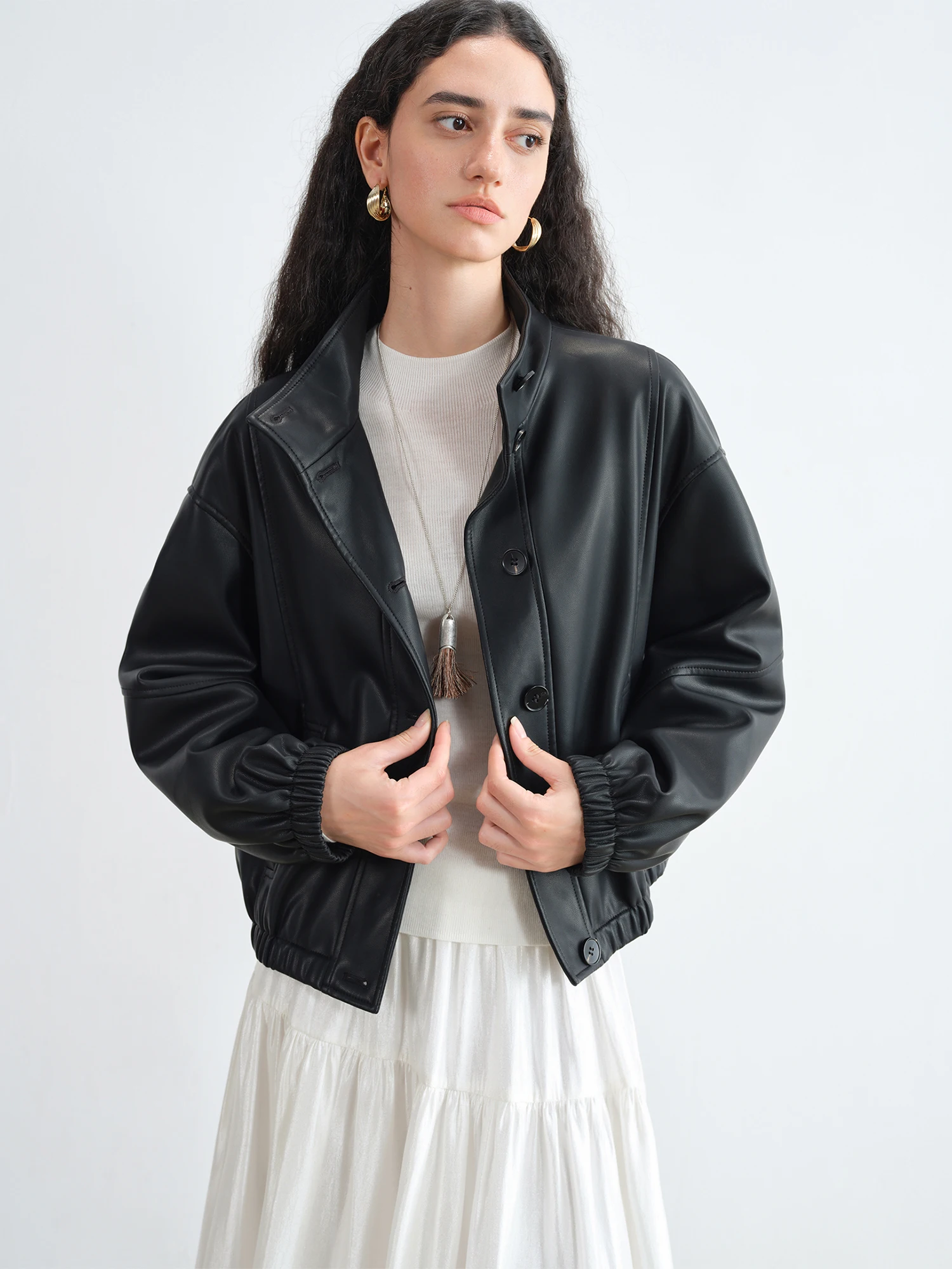 Women's PU Leather Jacket - Korean Retro Stand Collar Autumn Coat - Image 3