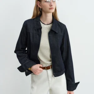 Women's Lyocell Denim Short Coat - Eco-Friendly Autumn Jacket