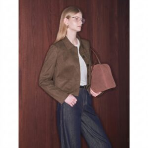 Women's Petite Faux Suede Jacket - Vintage Short Lapel Autumn Coat
